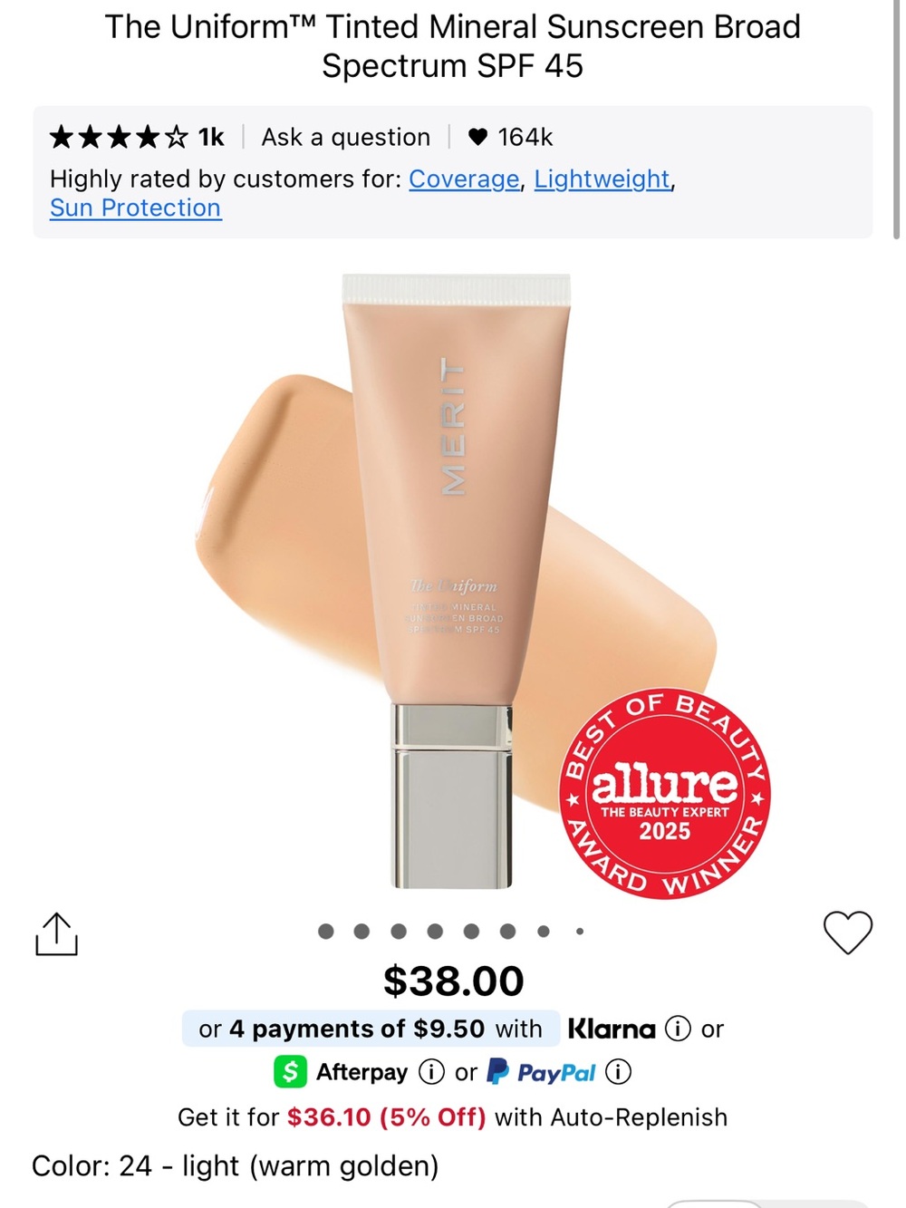 Merit uniform tinted mineral sunscreen